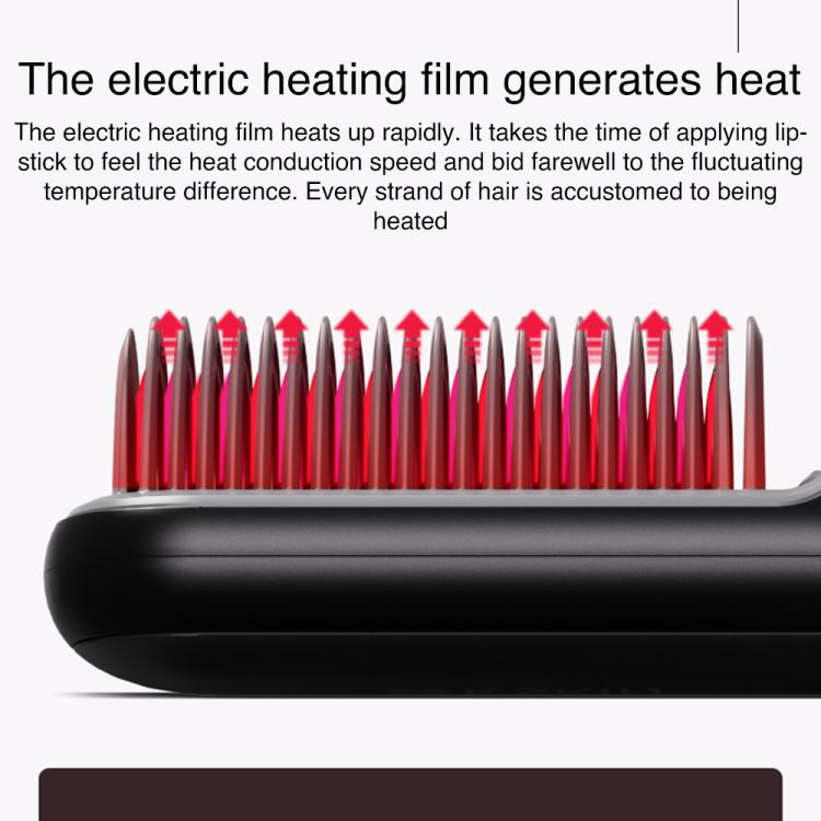 K-SKIN KD382S Negative Ion Hair Care Type-C Wireless Hair Straightening Comb, KD382S (Black), KD382S (Purple)
