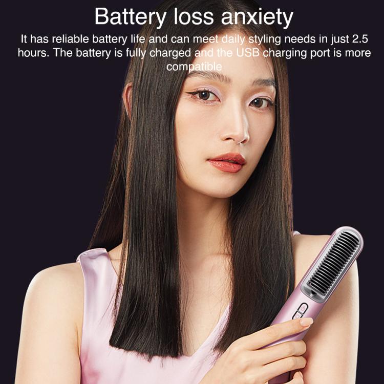 K-SKIN KD382S Negative Ion Hair Care Type-C Wireless Hair Straightening Comb, KD382S (Black), KD382S (Purple)