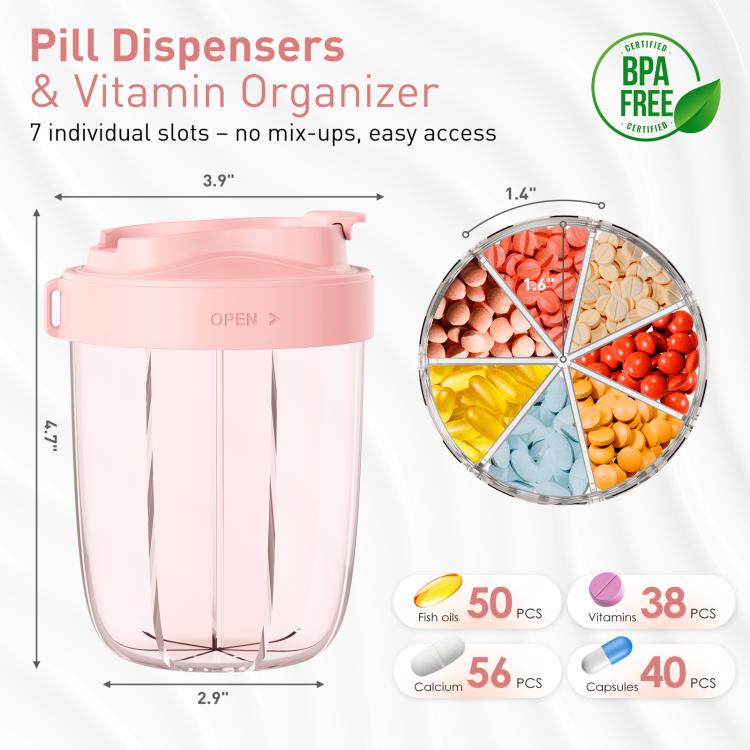 Portable Compartment Sealed Medicine Organizer Large Pill Storage Cup
