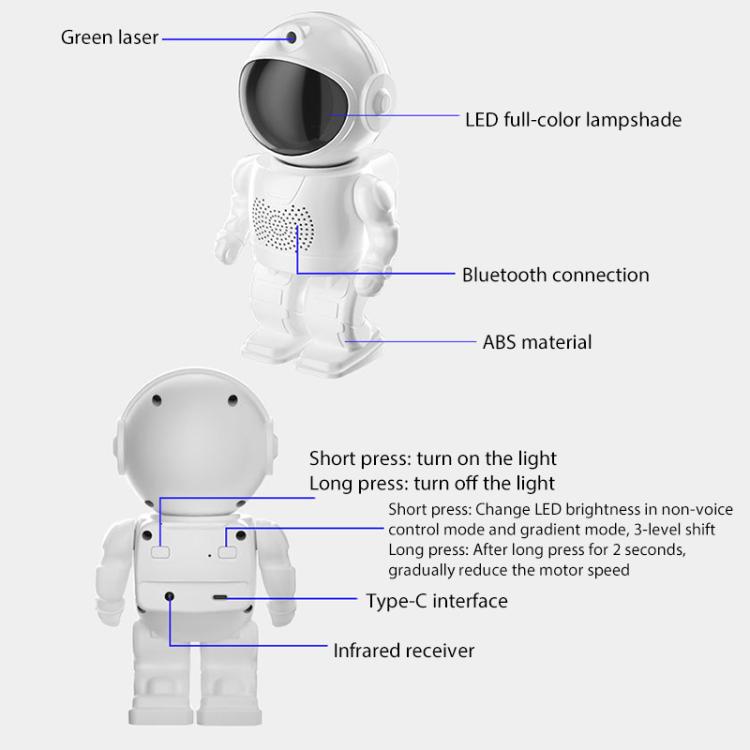 Astronaut Starry Projection Lamp Remote Control Laser Light, Basic Version, Bluetooth Version