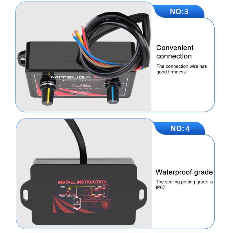 12V / 24V Universal Car Horn Controller 25 Sound Effects Sound Control Speaker, 25 Sound