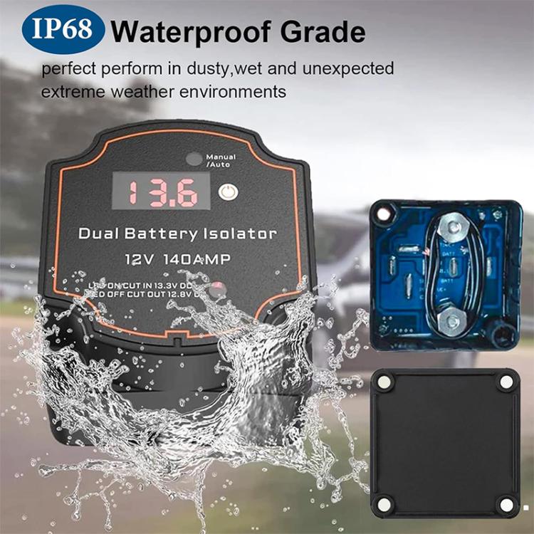 IP68 12V 140A Car Smart Dual Battery Isolation Controller with Digital Display Voltmeter, 3m Set, 5m Set, 7m Set, 8m Set