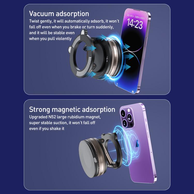 J33 Vacuum Adsorption Magnetic Car Phone Holder, J33 (Black), J33 (White)