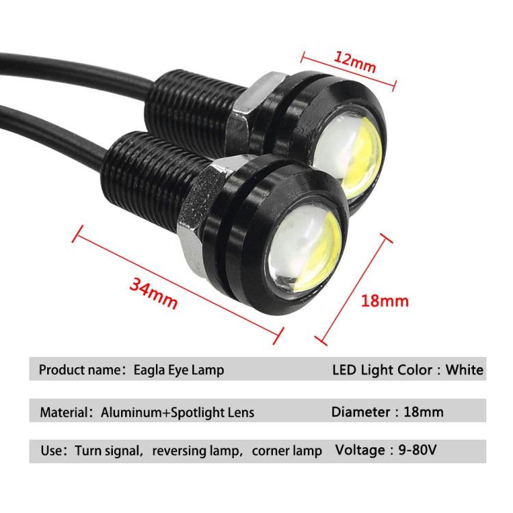 10 PCS 18mm 1.5W DC9-80V Motorcycle Eagle Eye Light Double Lens, 18mm Double Lens(Yellow Light), 18mm Double Lens(Red Light), 18mm Double Lens(White Light)