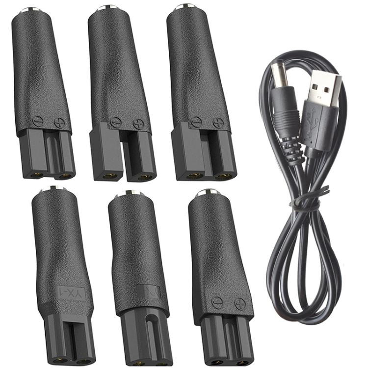 DC 5.5 x 2.1mm Female to Shaver Interface Charging Adapter Converter, 7pcs / Set, 8pcs / Set
