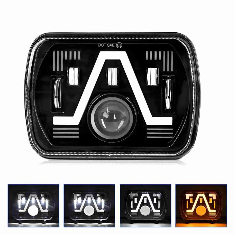 Y24 H4 7 inch Car V-style Square Modified Headlight for Jeep Wrangler, Y24