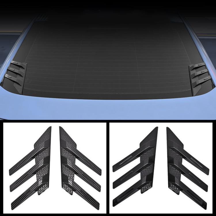 1 Pair Car Rear Windshield Air Cent Shark Fin Decorative Sticker, Carbon Pattern, Bright Black