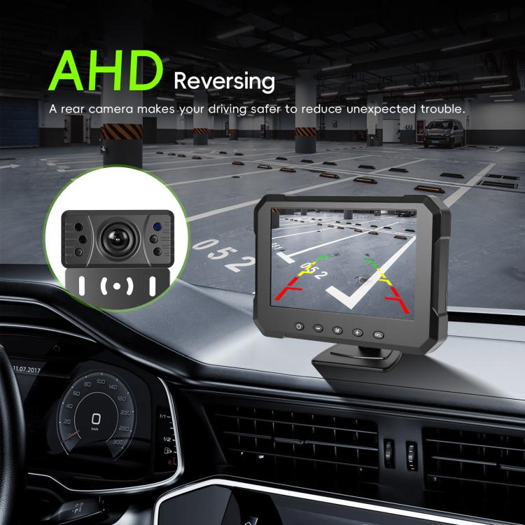 5 inch Digital Wired 1 to 1 Reversing Display Screen Car Central Control Machine Set, With Europe Short License Plate Holder, With North America Long License Plate Holder