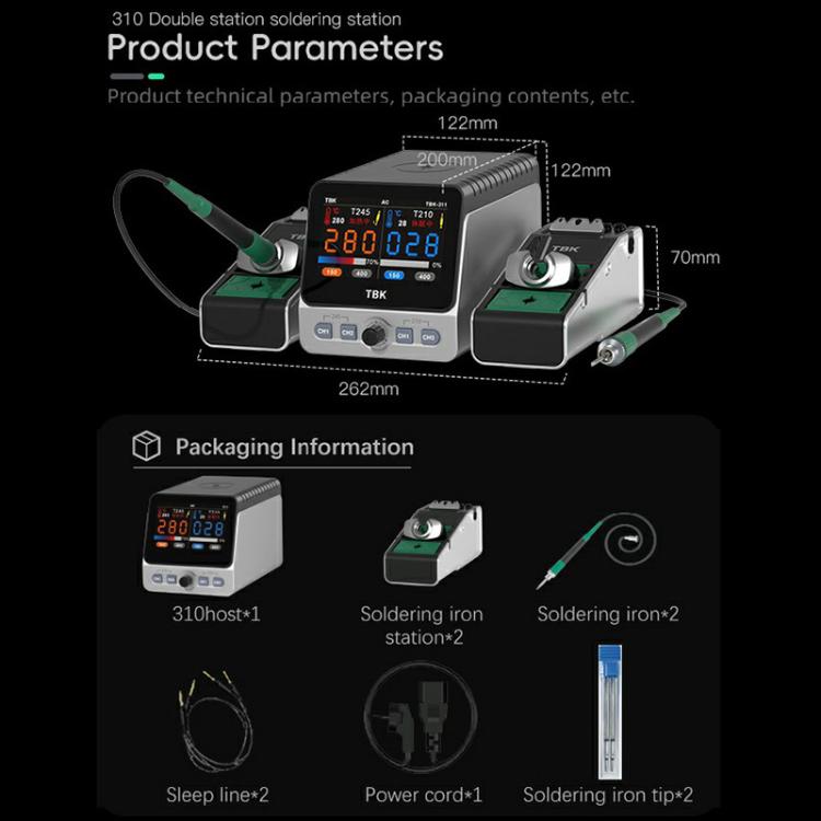 TBK 310 Intelligent Double-station Soldering Station, US Plug, EU Plug, AU Plug, UK Plug