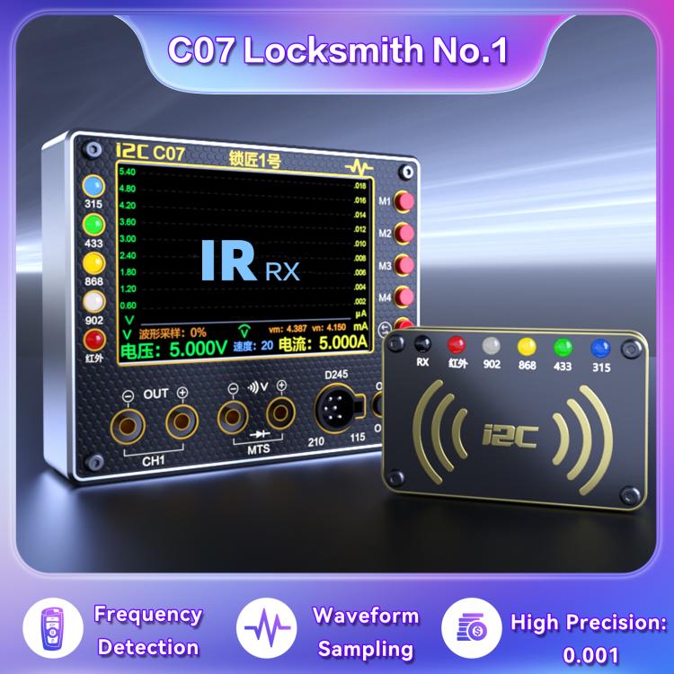 i2C C07 Locksmith No.1 Remote Control Frequency Tester Multimeter, Plug: EU Plug, Configuration 1, Configuration 2