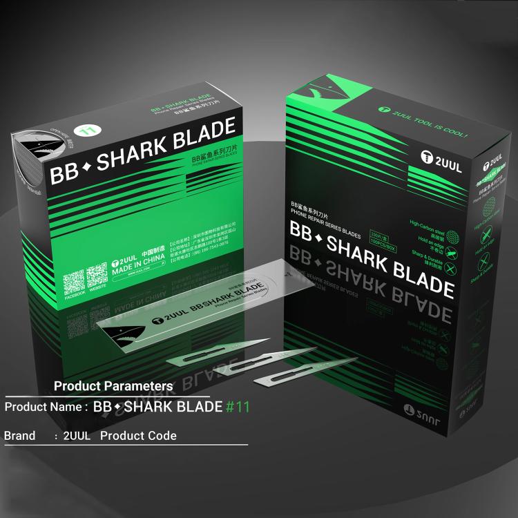 2uul 100 in 1 DA18 BB Shark Blade Series High-Carbon Steel No.11 Blade, 2uul DA18