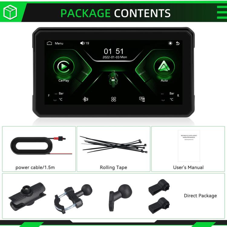6 inch Motorcycle Wireless CarPlay and Android Auto Display Screen Navigator, A4126