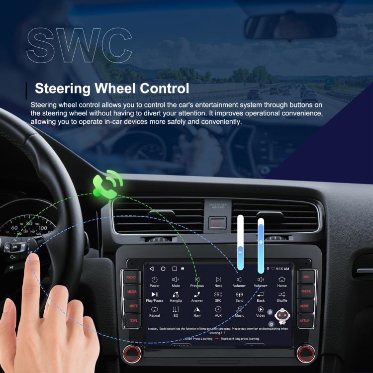 For Volkswagen Android 15 7 inch Horizontal Screen Car Player Car Central Control Navigation, Standard, Standard+AHD+Microphone