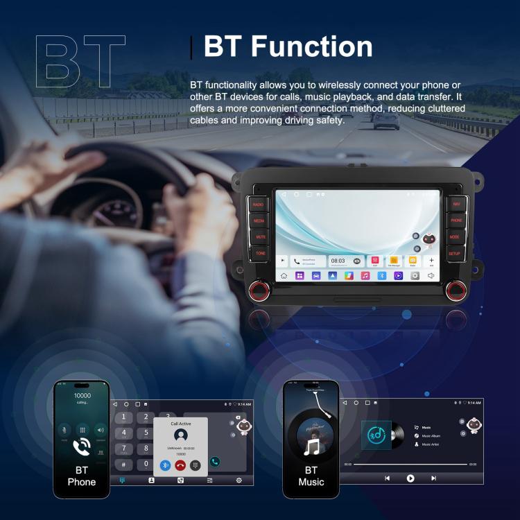 For Volkswagen Android 15 7 inch Horizontal Screen Car Player Car Central Control Navigation, Standard, Standard+AHD+Microphone