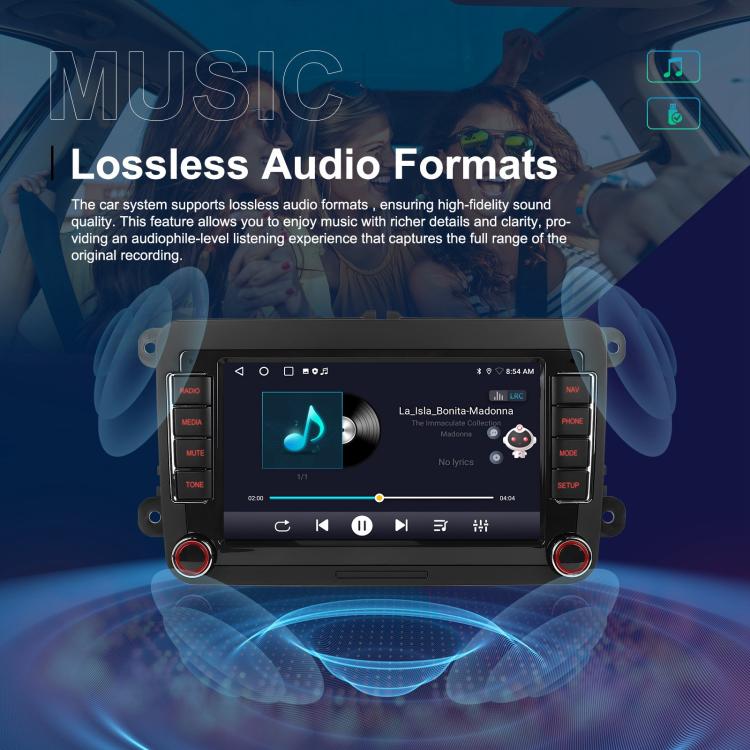 For Volkswagen Android 15 7 inch Horizontal Screen Car Player Car Central Control Navigation, Standard, Standard+AHD+Microphone