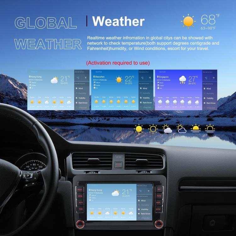 For Volkswagen Android 15 7 inch Horizontal Screen Car Player Car Central Control Navigation with Dual USB Ports, Standard, Standard+AHD+Microphone