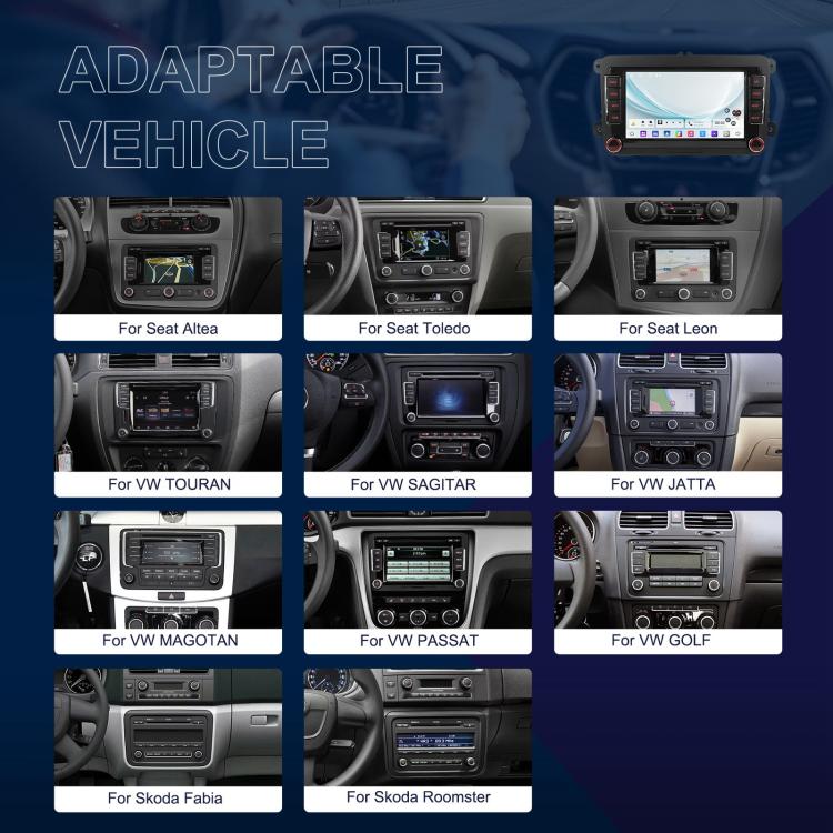 For Volkswagen Android 15 7 inch Horizontal Screen Car Player Car Central Control Navigation with Dual USB Ports, Standard, Standard+AHD+Microphone