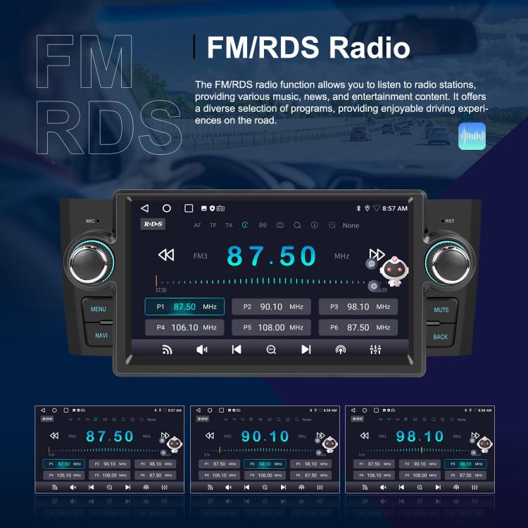 For Fiat Punto 2005-2009 Android 15 7 inch 4G+64G Car Central Control Audio Video Navigation, Standard, Standard+AHD+Microphone