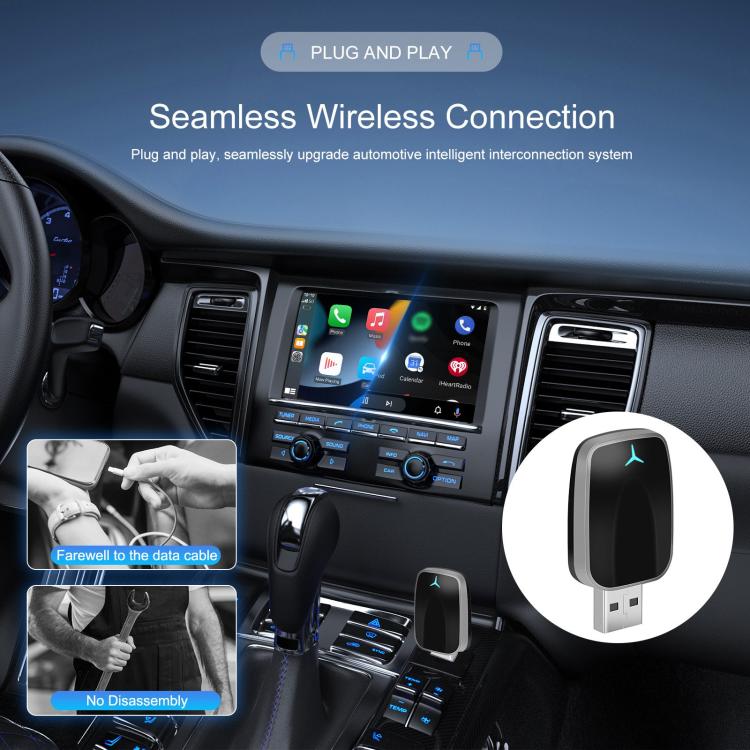 Car CarPlay and Android Auto Wired to Wireless Smart Box Adapter with Type-C Converter