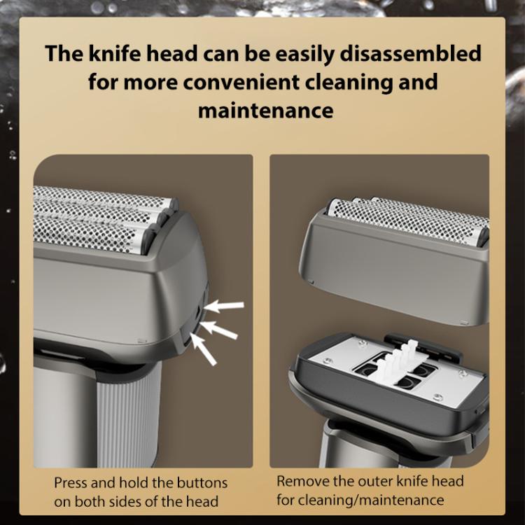Five-blade Full Body Washable LED Digital Display Reciprocating Electric Shaver, Grey