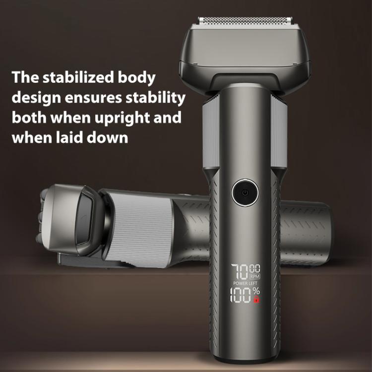 Five-blade Full Body Washable LED Digital Display Reciprocating Electric Shaver, Grey