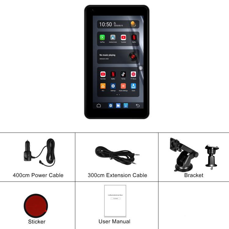 Android 15 2G+32G Car Reversing Display Monitor Screen Without Rear View Camera WiFi Version, 7 inch, 9 inch, 10.1 inch, 10.25 inch