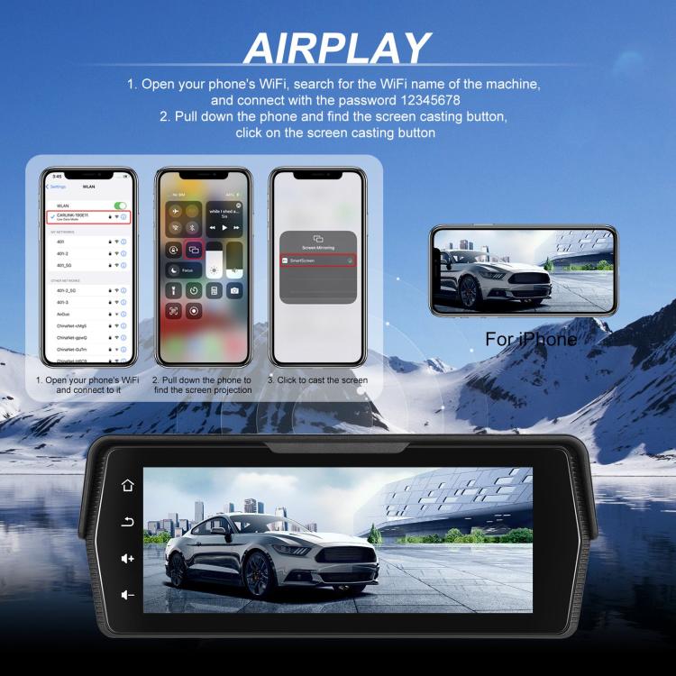 Portable Motorcycle Wireless CarPlay and Android Auto 6.86 inch HD Screen Waterproof Navigator
