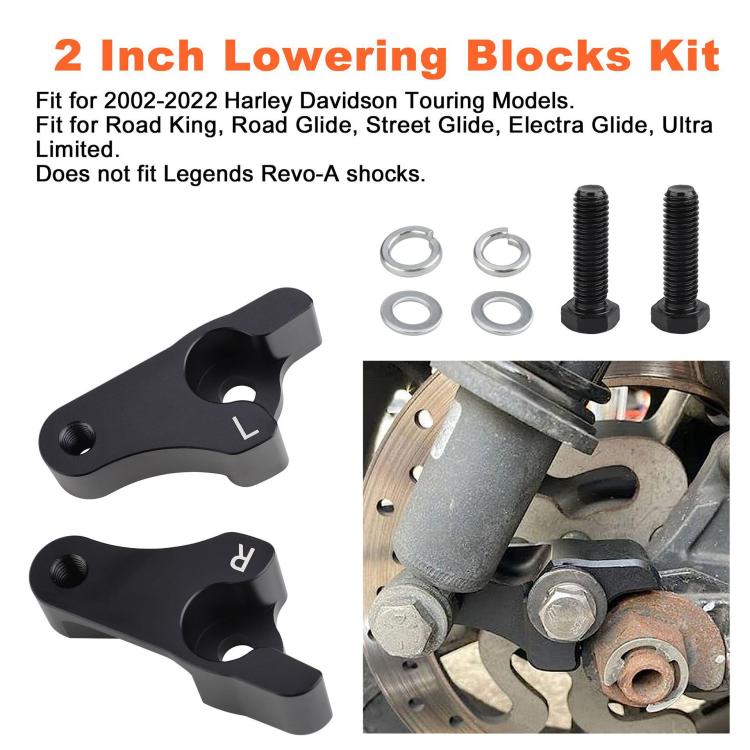 Motorcycle 2 inch Rear Slam Shock Lowering Blocks Kits for Harley 2002-2022