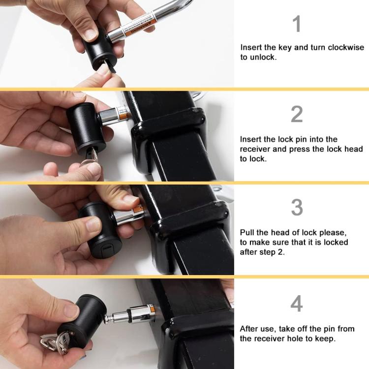 5/8 inch and 1/2 inch Car American Towing Hitch Metal Lock, 5/8 inch and 1/2 inch