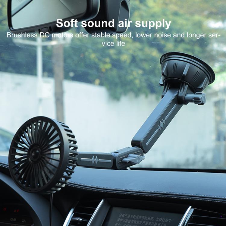 Multifunctional Car Suction Cup Fan 360 Degree Rotation Adjustable Single Head Fan, Short Rod, Long Rod