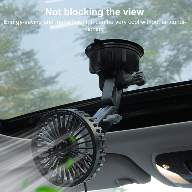 Multifunctional Car Suction Cup Fan 360 Degree Rotation Adjustable Single Head Fan, Short Rod, Long Rod