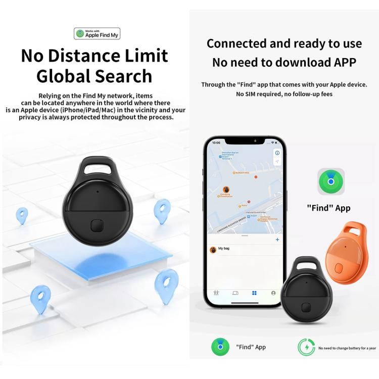 JHX05 iOS Mini GPS Global Smart Location Tracker Anti-lost Device, iOS (Black), iOS (White), iOS (Pink), iOS (Orange)