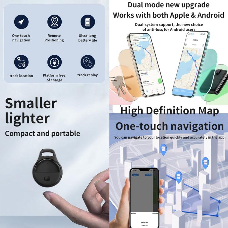 JHX05 iOS & Android Mini GPS Global Smart Location Tracker Anti-lost Device, OS & Android (Black), OS & Android (White), OS & Android (Pink), OS & Android (Orange)