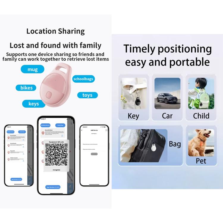JHX05 iOS & Android Mini GPS Global Smart Location Tracker Anti-lost Device, OS & Android (Black), OS & Android (White), OS & Android (Pink), OS & Android (Orange)
