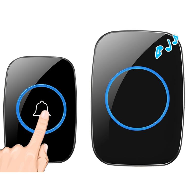CACAZI A10 300m Long Range No Battery Waterproof LED Light Smart Wireless Doorbell, US Plug, UK Plug