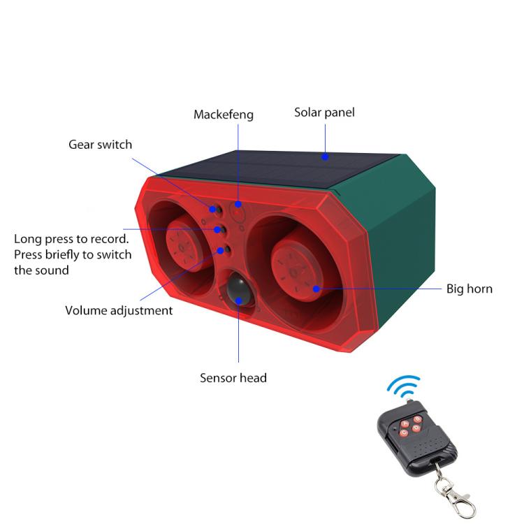 N911T Outdoor Solar Dual Horn Alarm Animal Repellent, N911T