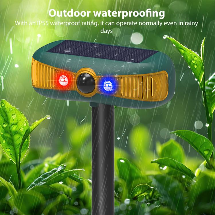 N911Y Outdoor Sound and Light Alarm Solar Powered High Frequency Ultrasonic Animal Repellent, N911Y(Yellow)