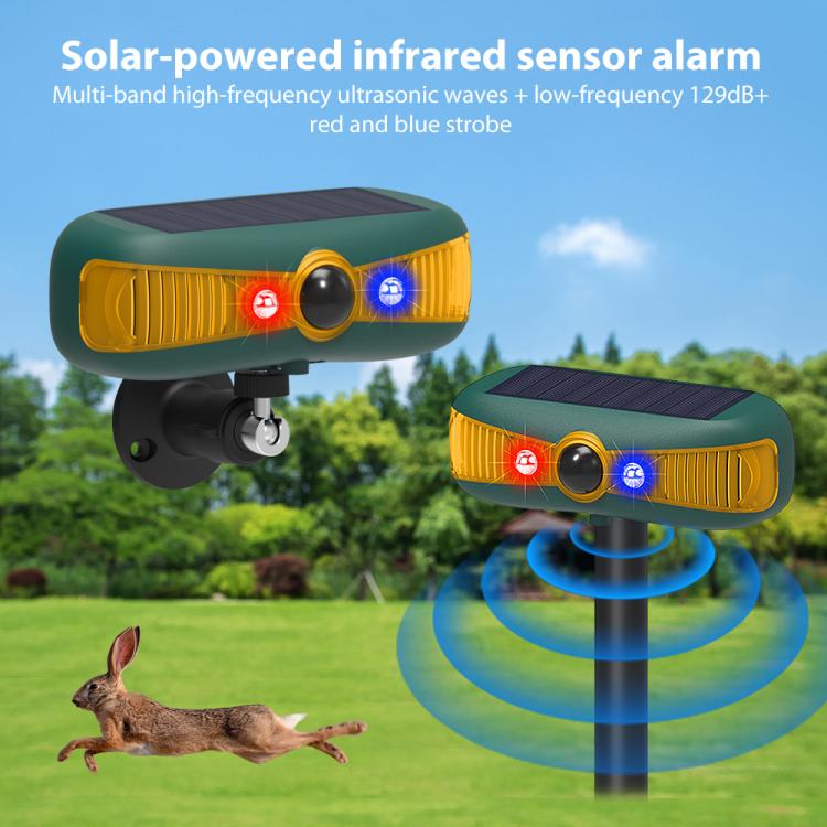 N911Y Outdoor Sound and Light Alarm Solar Powered High Frequency Ultrasonic Animal Repellent, N911Y(Yellow)
