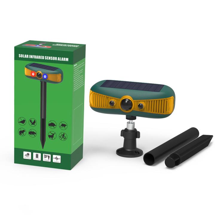 N911Y Outdoor Sound and Light Alarm Solar Powered High Frequency Ultrasonic Animal Repellent, N911Y(Yellow)