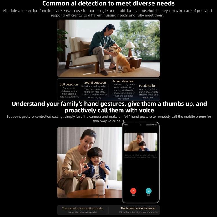 Original Xiaomi Mijia Smart Camera 4 9X Zoom Edition Baby Pet AI Facial Recognition Gesture Call Two-way Voice Camera For Mi Home APP, Xiaomi Mijia Smart Camera 4
