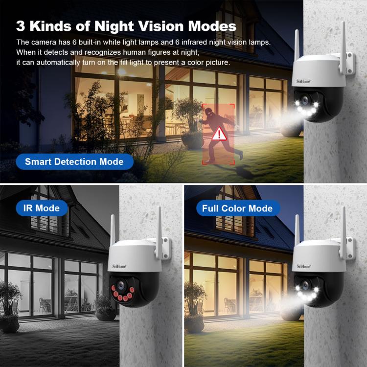 Srihome SH072 8MP 2.4 / 5G WiFi Outdoor AI Auto-Tracking Wireless WiFi Security Camera, EU Plug, US Plug, UK Plug, AU Plug