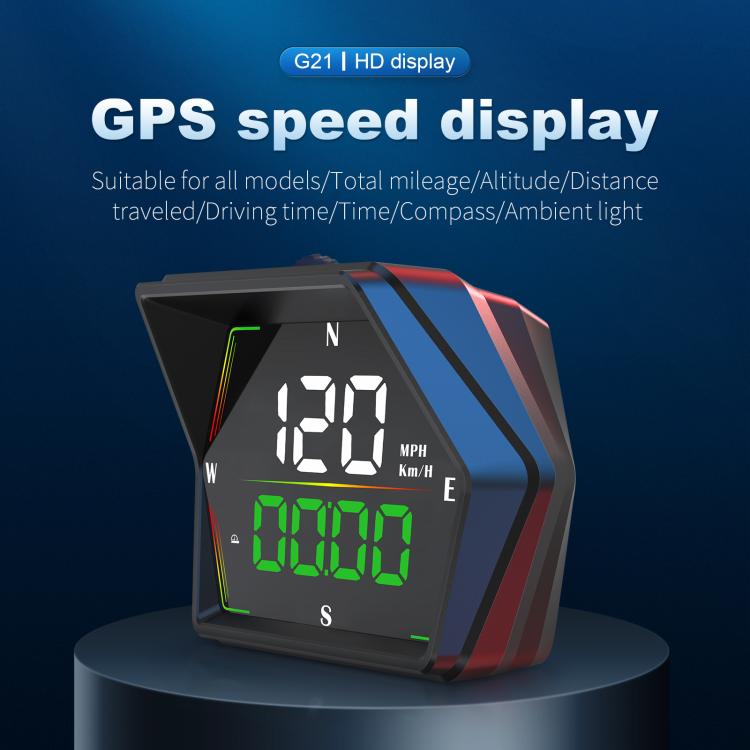 G21 Car HD Display GPS Speedometer Car OBD Meter Display Head-Up Display with Suction Cup Holder, G21