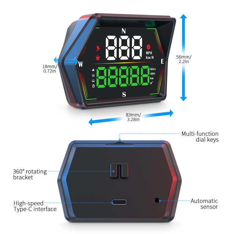 G21 Car HD Display GPS Speedometer Car OBD Meter Display Head-Up Display with Suction Cup Holder, G21