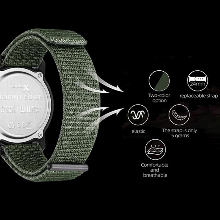 NORTH EDGE TERRAX Outdoor Luminous Waterproof Men Multifunctional Nylon Strap Sports Watch