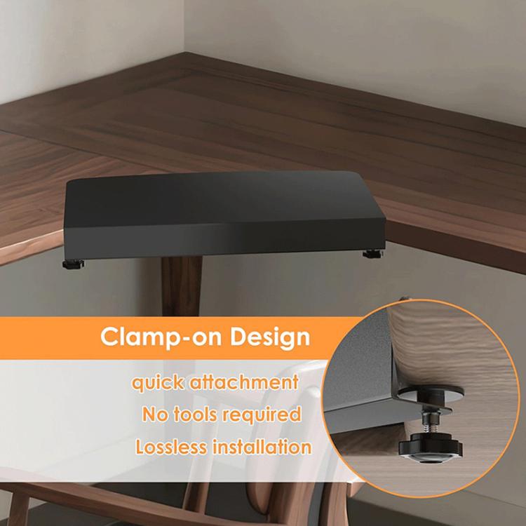Clip-on Corner Table Panel Connector L-shaped Desk Platform Stainless Steel Extender, FS-25149