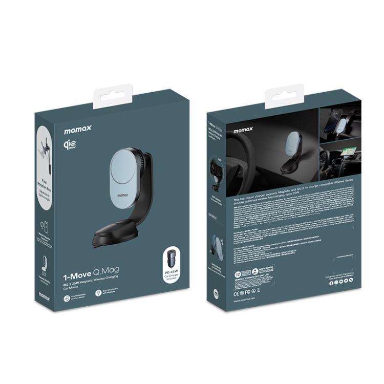 Momax CM38Q22 1-Move Q.Mag 25W Magnetic Wireless Fast Charging Car Mount, CM38Q22