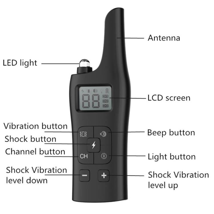 Remote Control Electric Shock Vibration Warning Pet Barking Stopper Waterproof Electronic Collar, 1 Drag 1, 1 Drag 2, 1 Drag 3