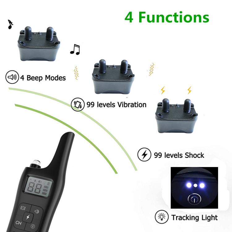 Remote Control Electric Shock Vibration Warning Pet Barking Stopper Waterproof Electronic Collar, 1 Drag 1, 1 Drag 2, 1 Drag 3