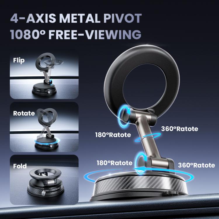 A13 Foldable Vacuum Strong Magnetic Car Phone Holder, A13 (Black), A13 (Orange), A13 (Silver)