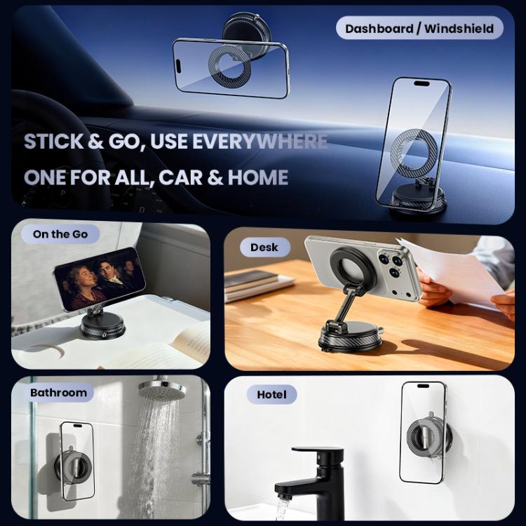 A13 Foldable Vacuum Strong Magnetic Car Phone Holder, A13 (Black), A13 (Orange), A13 (Silver)